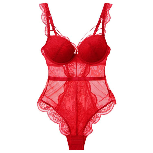 Red French Lace Teddy